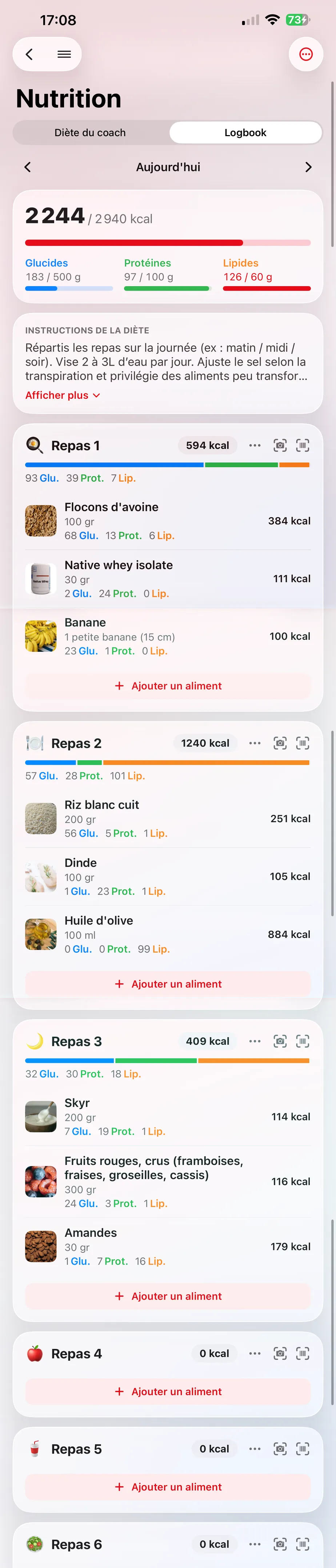 Client app: Home tab